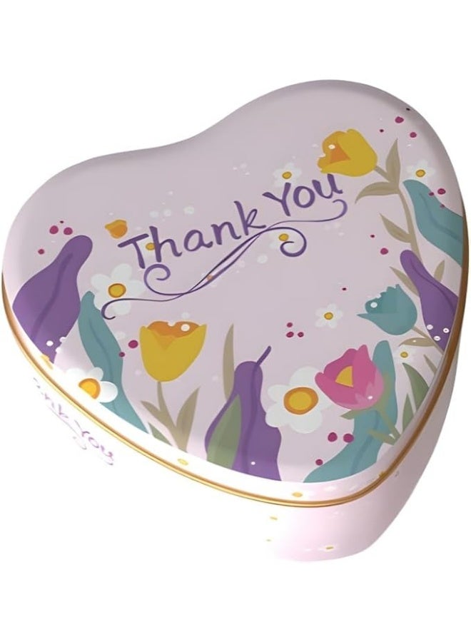 zoba A scented candle inside a metal heart-shaped tin with a secure lid, high-quality wax with a calming fragrance, suitable for relaxation and home decoration, an elegant gift for daily use (1, thank you purple) - Image 1